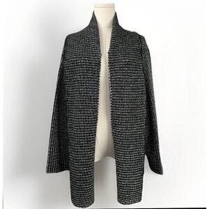 J.Jill Fisherman Sweater Cardigan XL Marled Chunky Knit Wool Shawl Coastal Prep